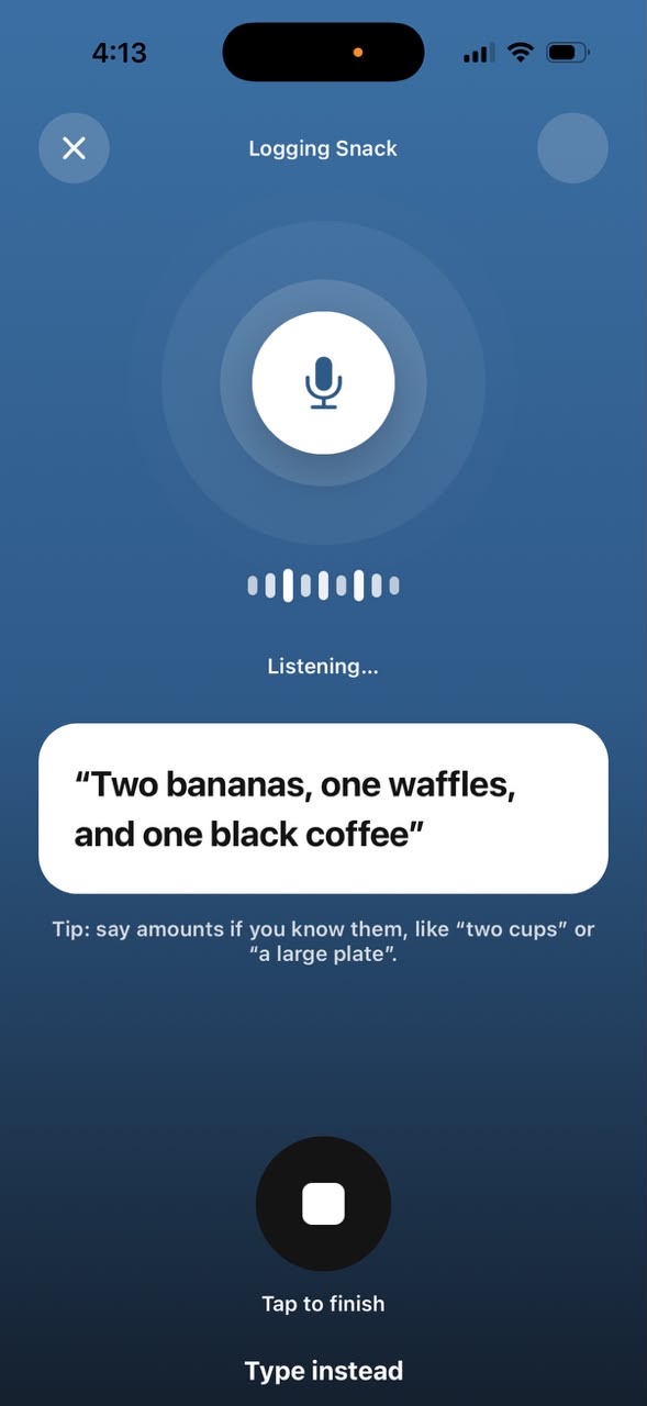 Listening: live transcript while you speak